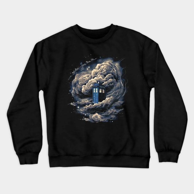 Tardis In The Clouds Crewneck Sweatshirt by DesignedbyWizards